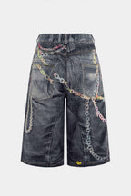 Aiolos Women's Chain Print Wide Leg Shorts – Casual Bottoms