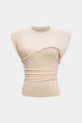 Aiolos Women's Twist Round Neck T-Shirt – Loose Fit Casual Top