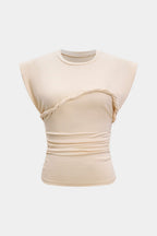Aiolos Women's Twist Round Neck T-Shirt – Loose Fit Casual Top