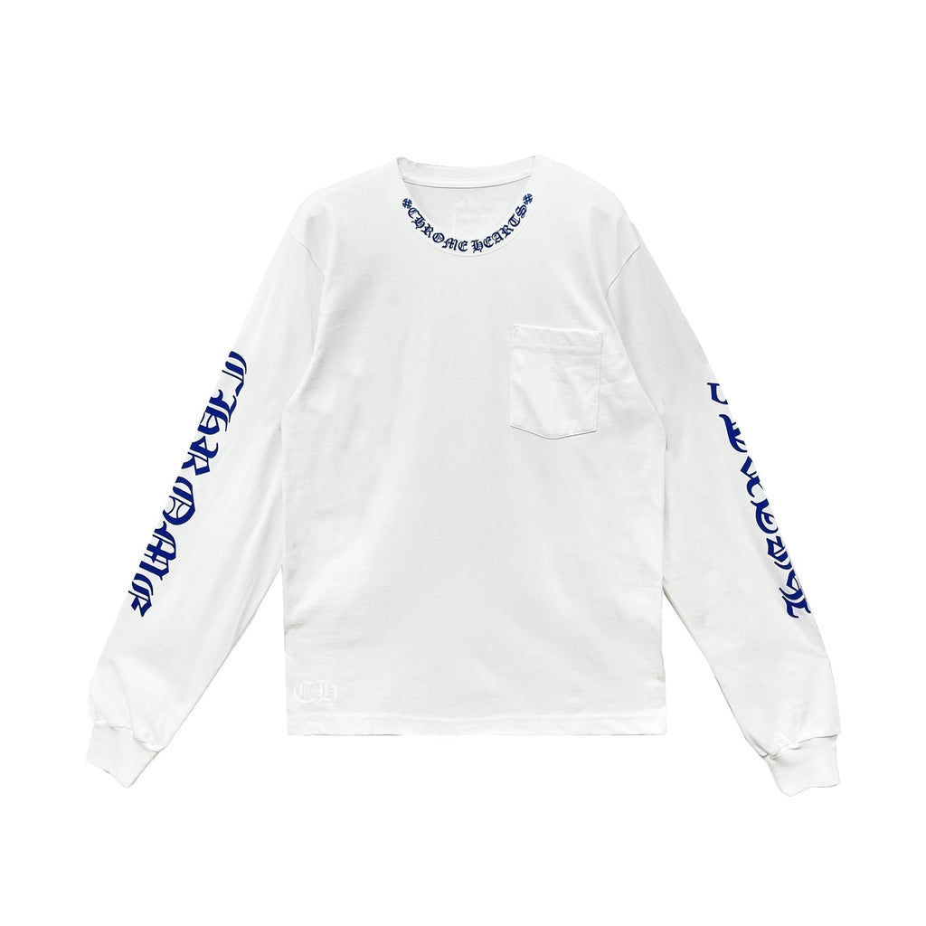 Chrome Hearts Blue Neck Logo Long Sleeve T-Shirt Tee front