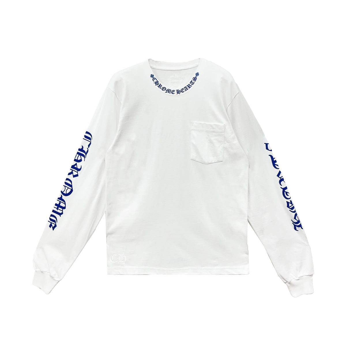 Chrome Hearts Blue Neck Logo Long Sleeve T-Shirt Tee front