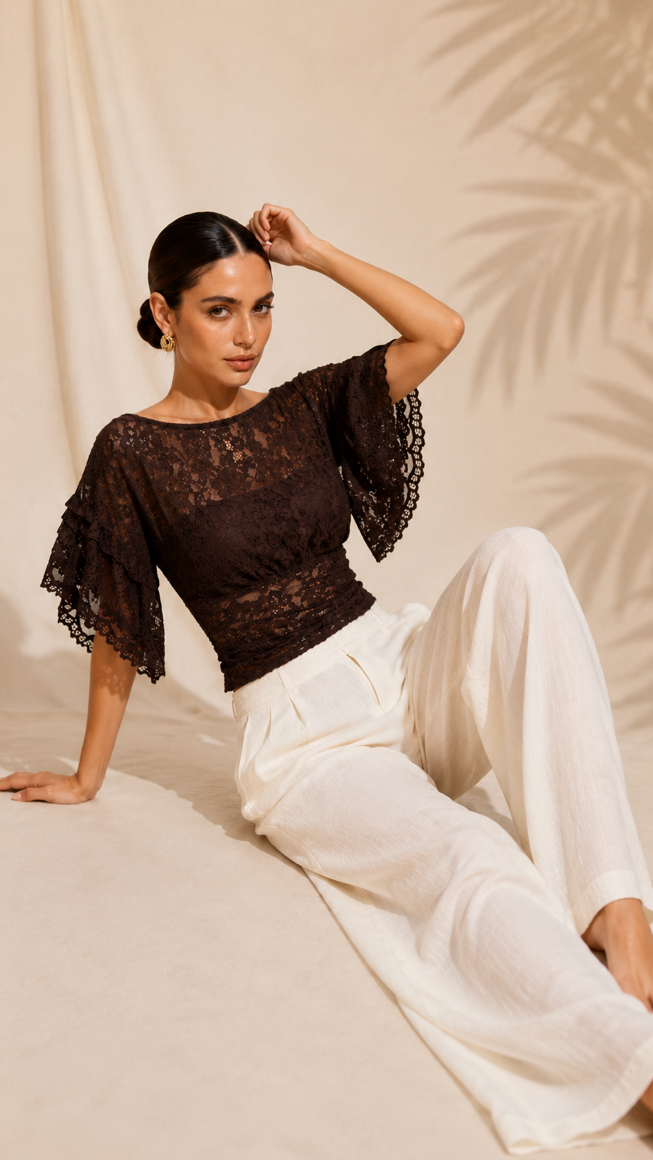 Aiolos Women's Lace Short Sleeve T-Shirt – Semi-Sheer Party Top