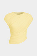 Aiolos Women's Mesh Ruched Asymmetrical T-Shirt – Fitted Top