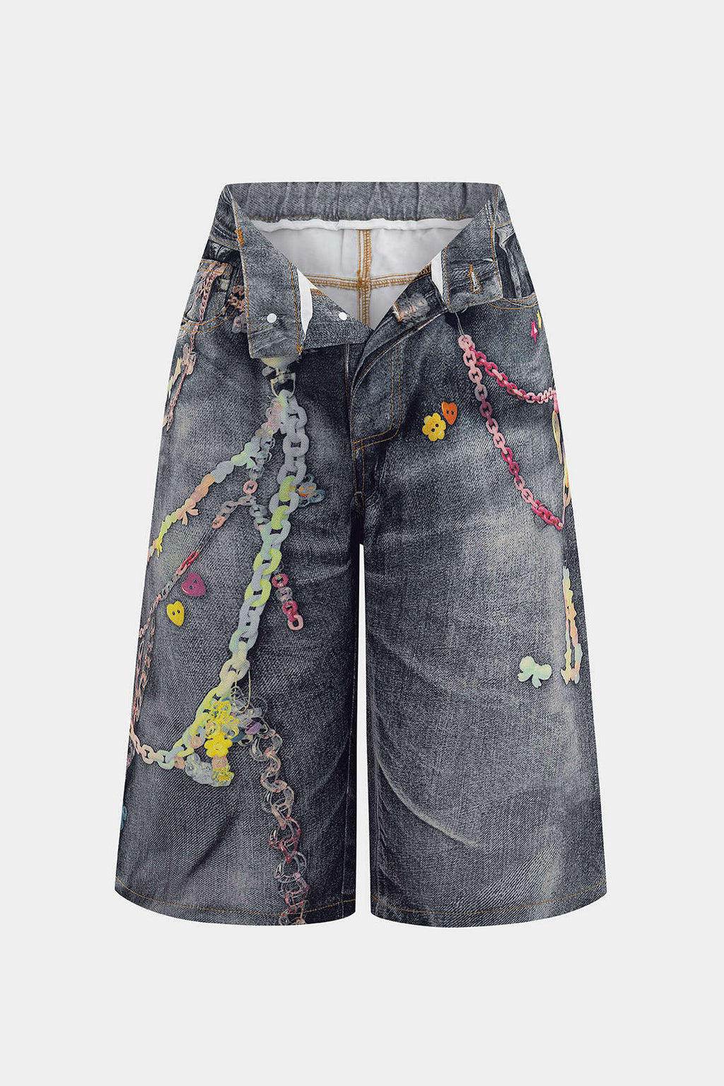 Aiolos Women's Chain Print Wide Leg Shorts – Casual Bottoms