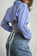 Aiolos Women's Striped Tie-Back Long-Sleeve Shirt