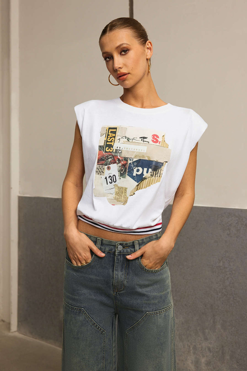 Aiolos Women's Car Letter Print Sleeveless T-Shirt – Loose Fit