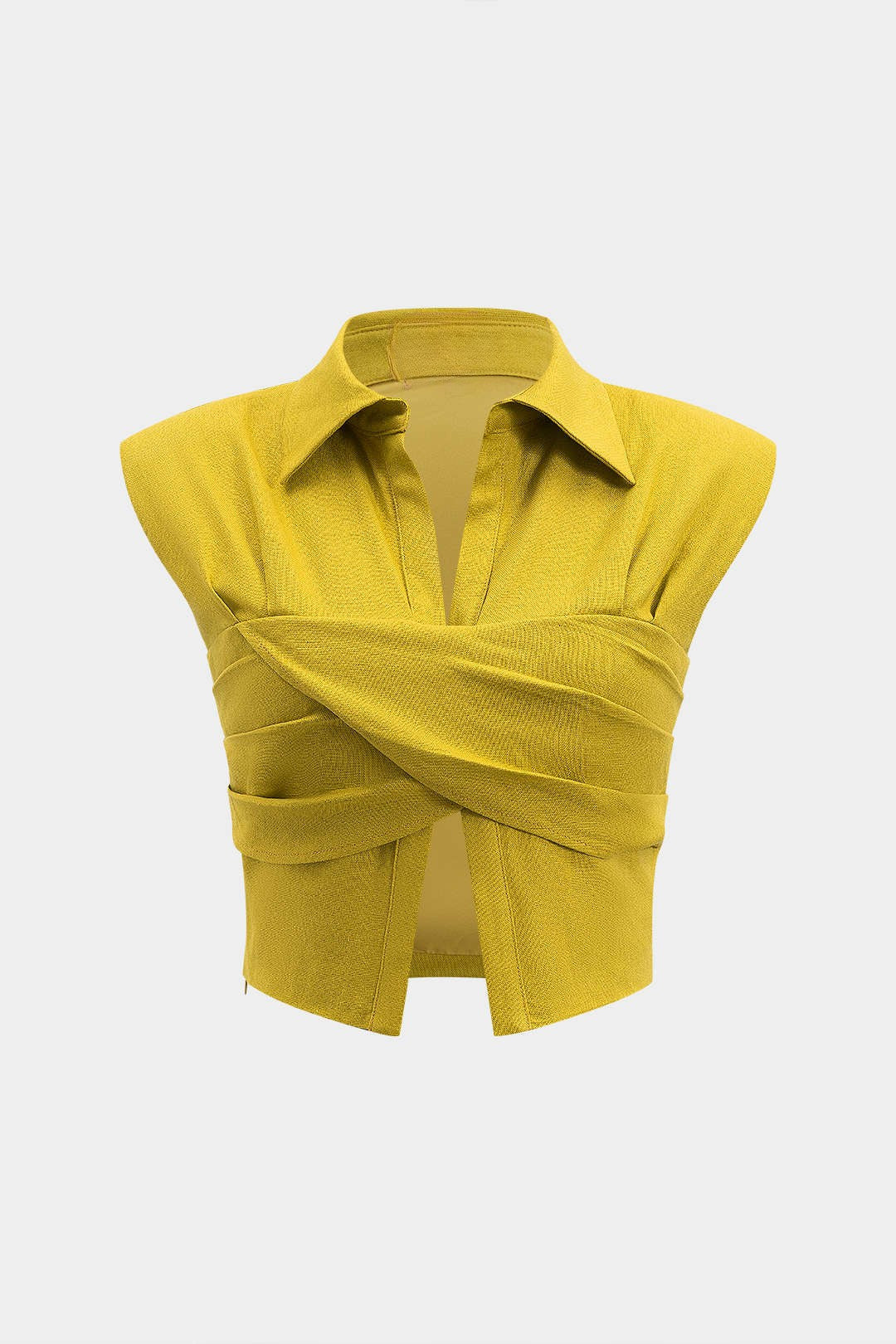 Aiolos Women's Linen Crossed Ruched Tank Top